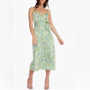 Lush Floral Midi Wrap Dress - size small